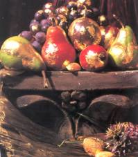 Fruits with edible gold leaf