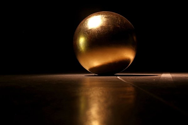 James Lee Byars - Is, 1987. Gilt wooden sphere by James Lee Byars