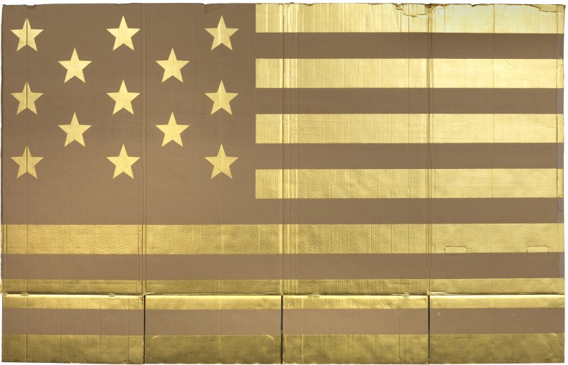 Danh Vo - Colgate Box, 2010. Gold leaf on cardboard painting by Danh Vo