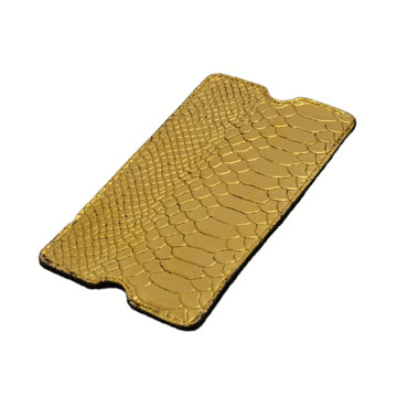 Etui de smartphone en cuir véritable doré à la feuille d'or 24 c