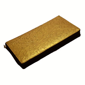 24k gilded imitation leather purse floral arabesque style