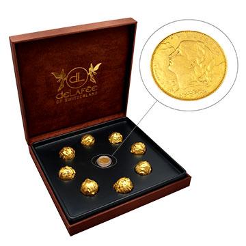 Gold chocolate box with Swiss Gold Coin