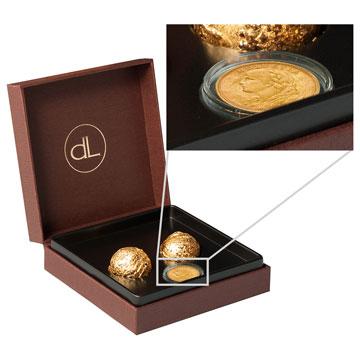 Gold chocolate box with Swiss Gold Coin