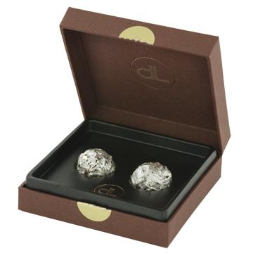 2 Chocolate truffles with edible silver