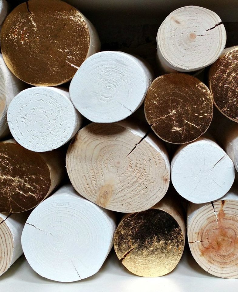 Golden decorative logs, by The Log Basket
